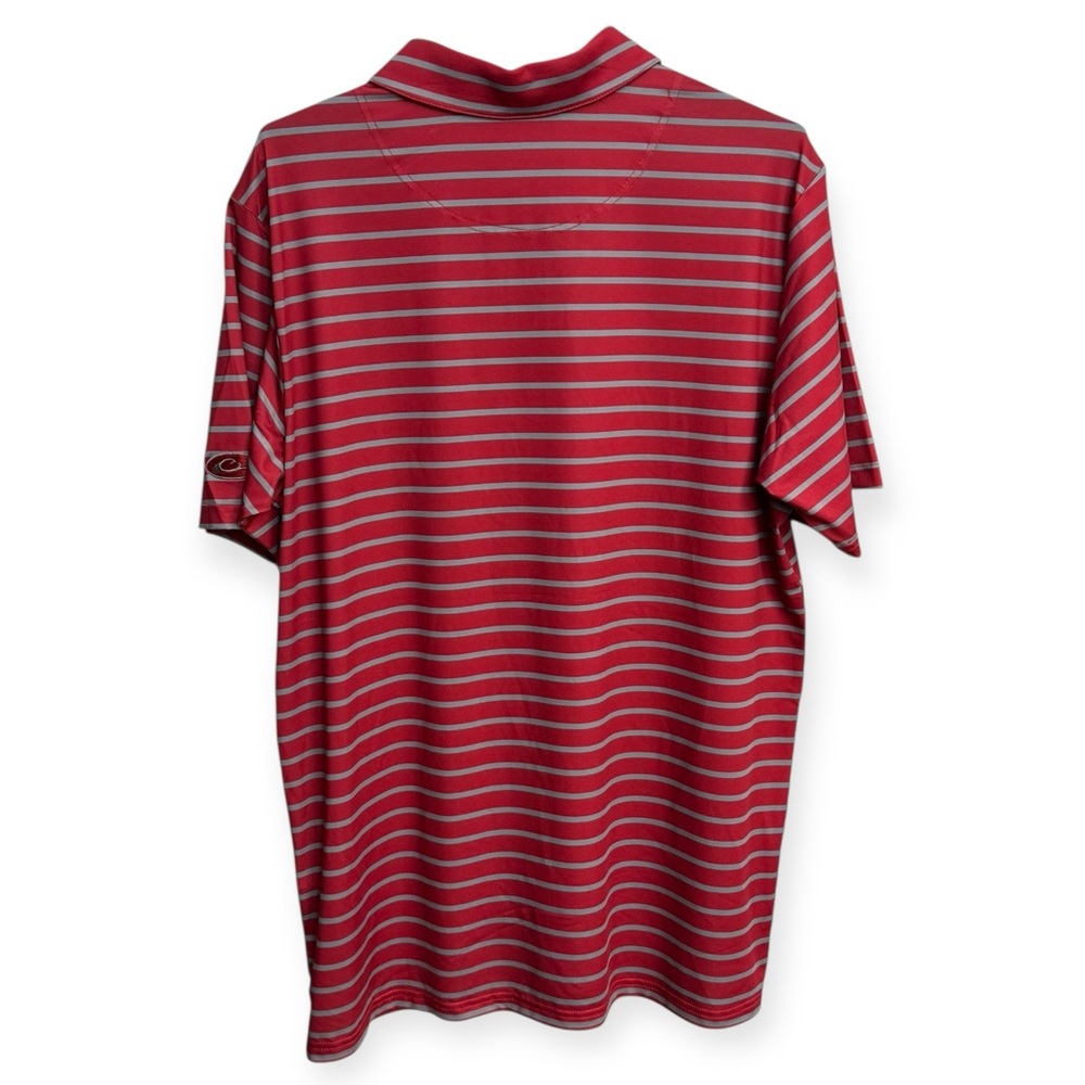 Drake Red Polo‎ Shirt with Horizontal Stripes - Picture 2 of 2